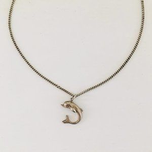 Vintage Sterling silver chain and dolphin pendant